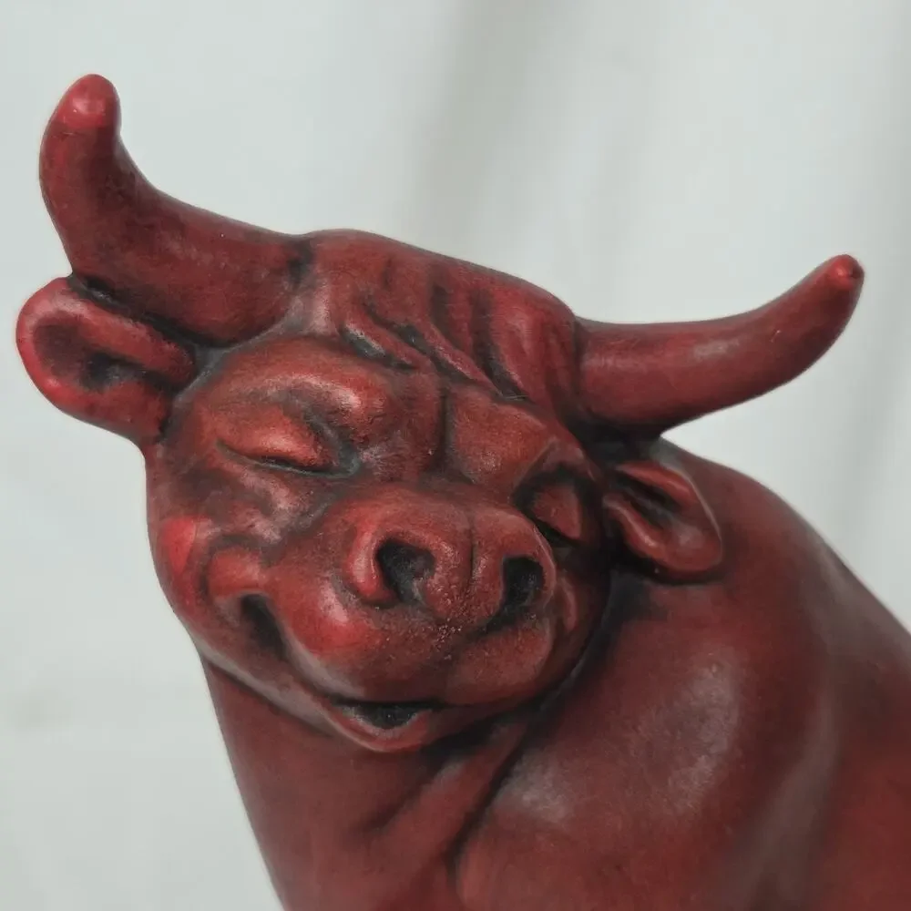 Vintage Ceramic Planter Ring Jewelry Lucky Coin Dish Ferdinand the Bull Red
